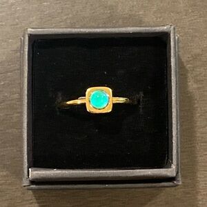 Stainless Steel 18K Gold Plated Thin Band 5mm Round Stone Mood Ring